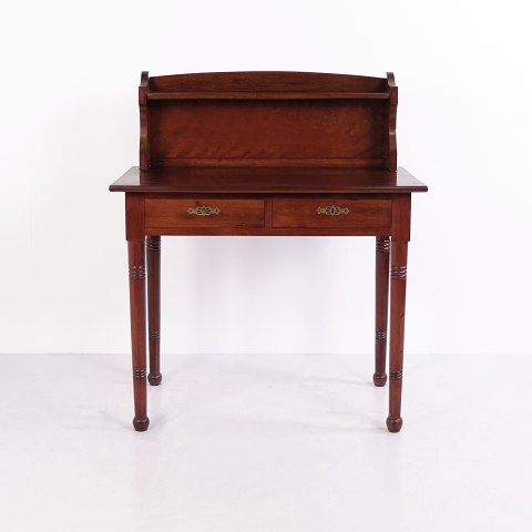 Bureau Ancien en Acajou avec Étagère et Deux Tiroirs XIXe Siècle