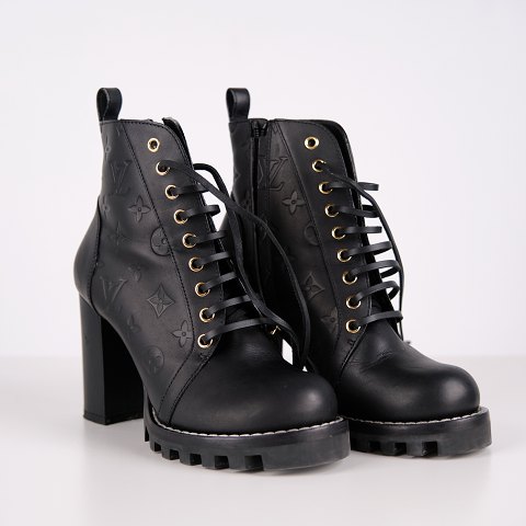 Bottines Louis Vuitton Star Trail en Cuir de Veau Noir avec Monogramme Taille 38