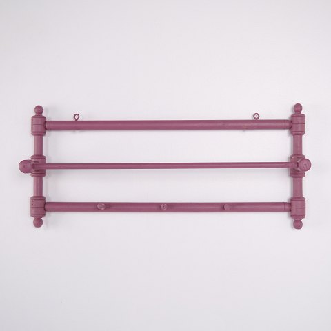 Ancien Porte-Manteau Mural en Bois Peint Rose vers 1900