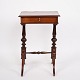Antique Side Table With Drawer - Hand Polished Mahogany - Turned Legs - Year 
1880s
