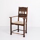 Antique Armchair - Oak - Striped Upholstery - 1930s
