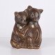 Figurine Couple d’Ours Knud Basse en Céramique Émaillée Brune, Design Danois, Années 1960