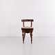 Petit Tabouret de Piano en Noyer Poli avec Marqueterie de 1880