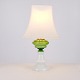 Lampe de Table en Verre Opalin Vert et Blanc avec Détails en Laiton des Années 1880