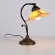 Lampe de Bureau Ancienne en Fer Forgé avec Abat-Jour en Verre Dépoli Jaune de Style Art Nouveau