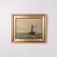Peinture Marine avec Voilier dans un Cadre Doré des Années 1890