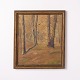 Peinture sur Toile Représentant une Forêt dans des Tons Jaunes des Années 1930