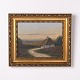 Peinture de Paysage Signée sur Toile avec Maison de Campagne et Cadre Doré