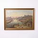 Peinture sur Toile Représentant une Rivière dans un Paysage de Montagne Signée des Années 1940