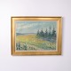 Peinture sur toile avec paysage dans un cadre doré datant de 1969