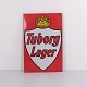 Enseigne émaillée Tuborg Lager avec couronne royale en rouge et blanc