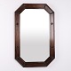 Miroir Rectangulaire avec Cadre Sculpté en Bois Foncé des Années 1940