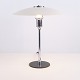 Lampe de Table Lyfa avec Abat-Jour en Métal Blanc et Structure Nickelée Années 1940
