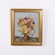 Peinture de Fleurs sur Panneau avec Vase dans un Cadre Doré 40 x 34 cm