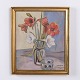 Peinture de Fleurs sur Toile dans un Cadre Doré 38 x 32,5 cm