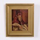 Peinture de Portrait sur Panneau de Bois représentant un Pape dans un Cadre Doré 30 x 25 cm