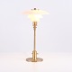 Lampe de Table Poul Henningsen PH 2/1 en Laiton avec Abat-jour Pale Rose pour Louis Poulsen