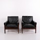 Fauteuil en Palissandre et Cuir Attribué à Poul Hundevad Années 1960