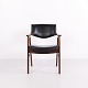 Fauteuil Erik Kirkegaard Modèle 43 en Teck et Cuir Noir pour Høng Stolefabrik Années 1950