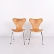 Ensemble de 2 Chaises Série 7 Modèle 3107 en Érable et Cuir Cognac par Arne Jacobsen Fritz Hansen 1996