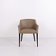 Fauteuil en Similicuir Beige et Bois Foncé