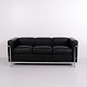 Canapé LC2 Trois Places en Cuir Noir d’Origine et Acier Chromé par Cassina