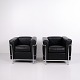 Paire de Fauteuils LC2 en Cuir Noir et Acier Chromé par Cassina