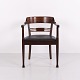 Fauteuil Art Nouveau en Bois Foncé avec Assise Noire Début du XXe Siècle