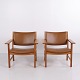 Paire de Fauteuils Modèle 3262 en Chêne Laqué et Cuir Brun Patiné par Fredericia Stolefabrik