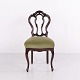 Chaise Ancienne Néo-Rococo en Bois Foncé avec Assise Verte vers 1860–1880