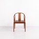 Hans J. Wegner China Chair FH 4283 en Acajou et Cuir Brun Fritz Hansen
