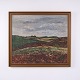 Peinture de Paysage avec Lande et Ciel Nuageux Signée J.L. 39 76 x 86 cm