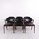 Ensemble de 6 Chaises Modèle 42 en Palissandre par Kai Kristiansen avec Cuir Noir Elegance