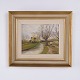 Tableau de Paysage de Hans Egon Andersson avec Village et Chemin 37 x 42 cm