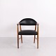 Fauteuil Kurt Olsen Modèle 223 en Palissandre et Cuir Noir Slagelse Møbelværk Années 1950