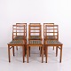 Ensemble de Six Chaises de Salle à Manger en Bois avec Tissu Rayé Années 1920